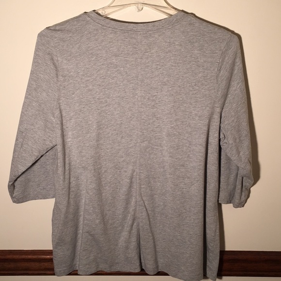 Heather Gray Tee With Button Trim - Picture 3 of 4